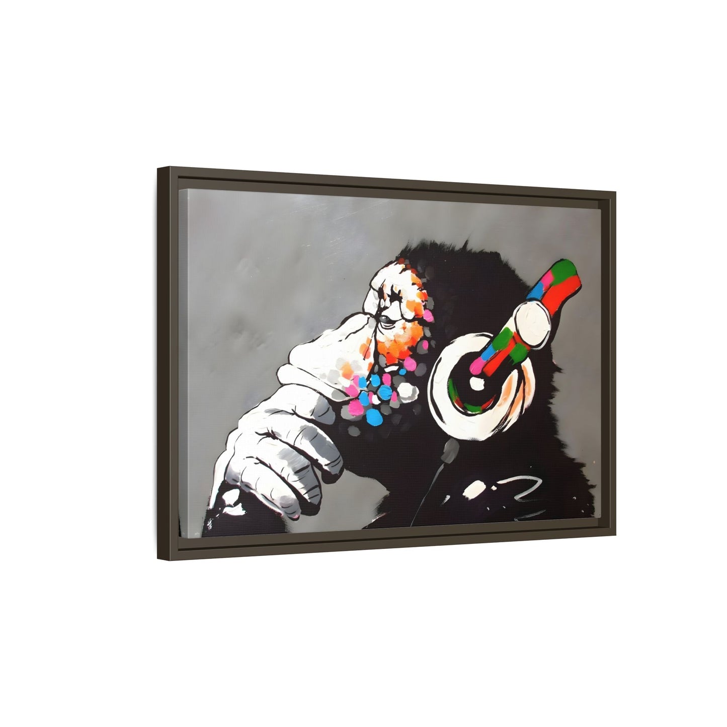 Funny Monkey Canvas Wall Art - Music Banksy DJ Gorilla Chimp Prints - YesArtYes