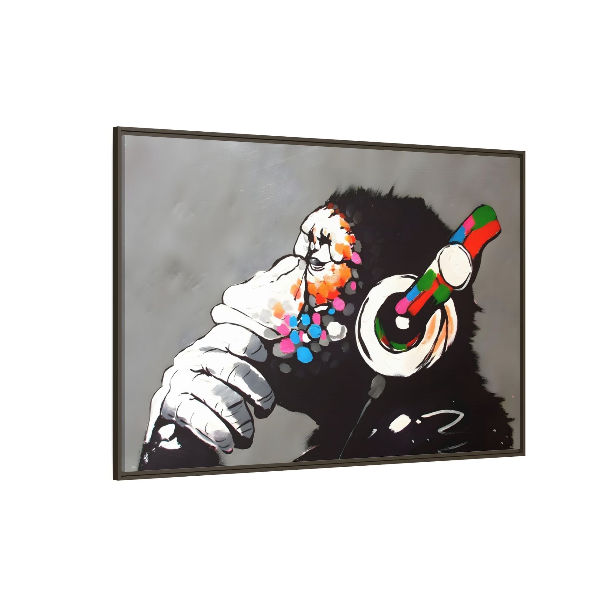 Funny Monkey Canvas Wall Art - Music Banksy DJ Gorilla Chimp Prints - YesArtYes