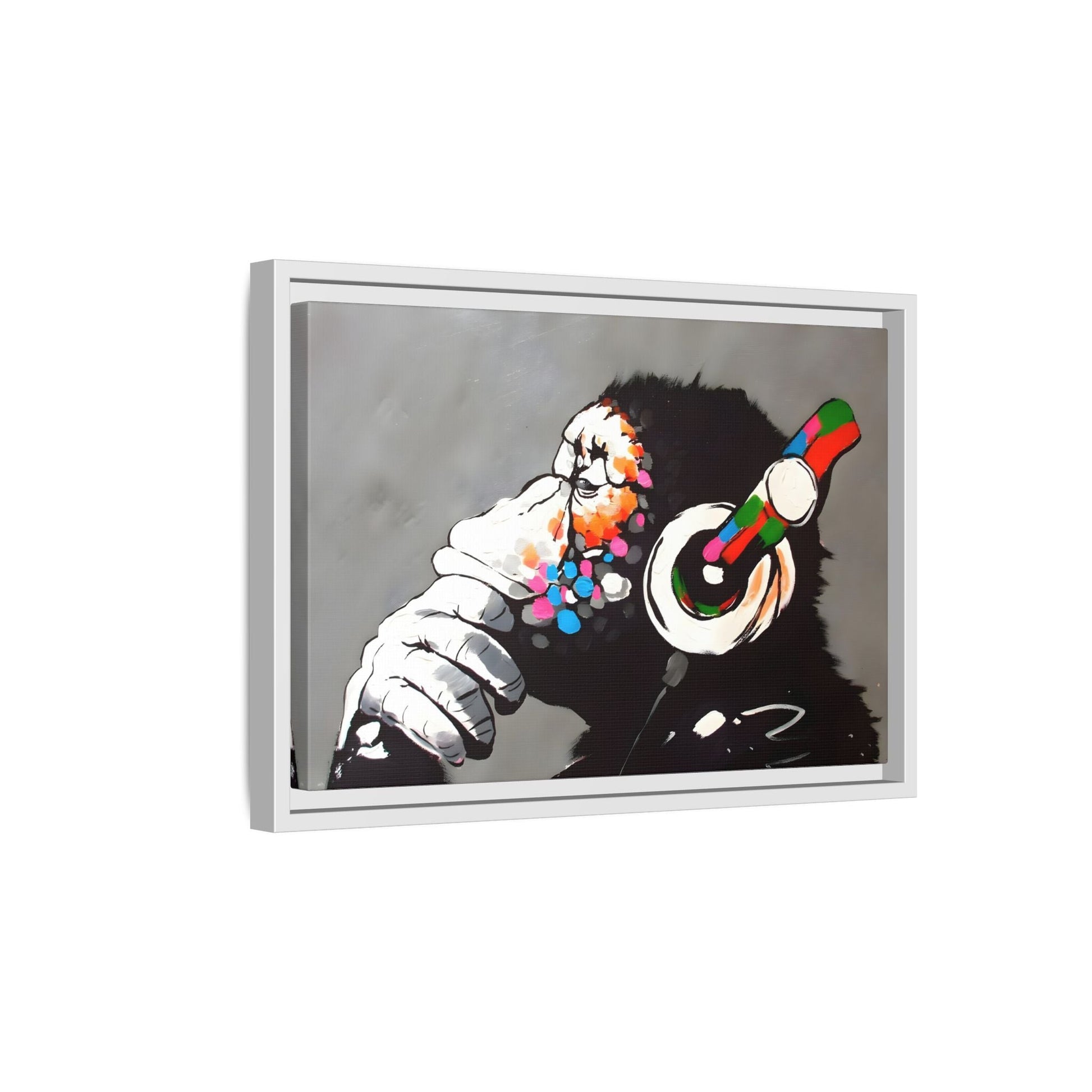 Funny Monkey Canvas Wall Art - Music Banksy DJ Gorilla Chimp Prints - YesArtYes