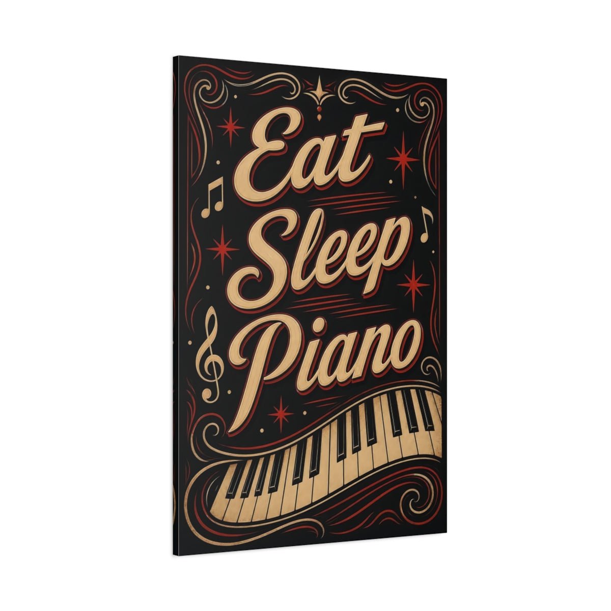 Funny Piano Black Gold Red Canvas Wall Art Print – Bedroom Decor, - YesArtYes
