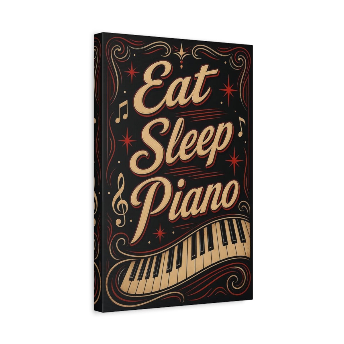 Funny Piano Black Gold Red Canvas Wall Art Print – Bedroom Decor, - YesArtYes