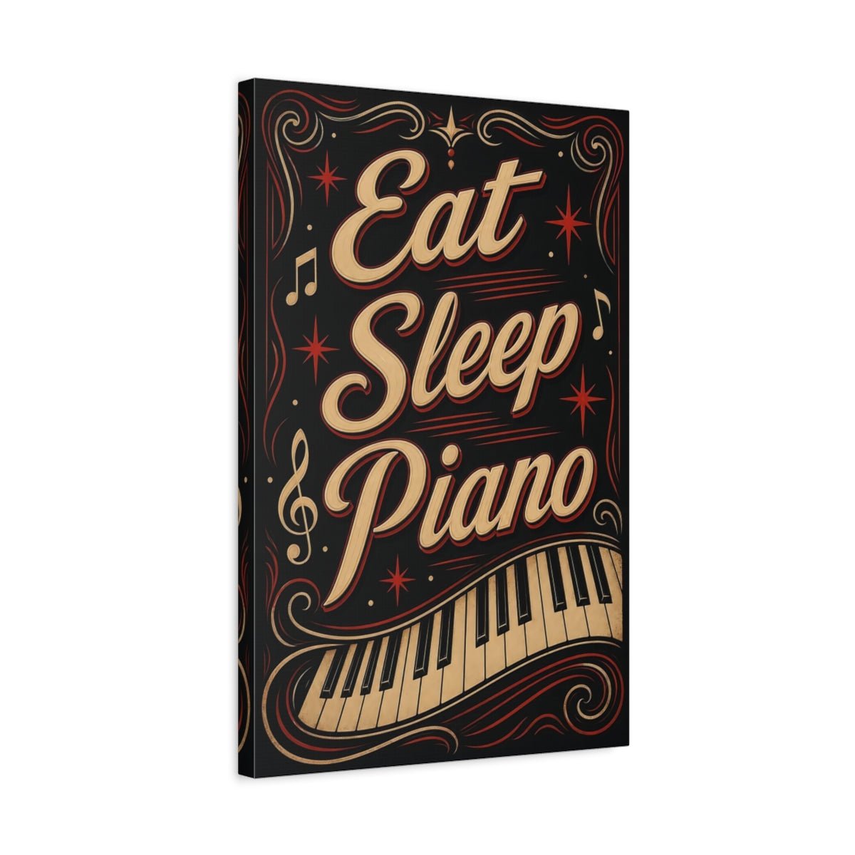 Funny Piano Black Gold Red Canvas Wall Art Print – Bedroom Decor, - YesArtYes