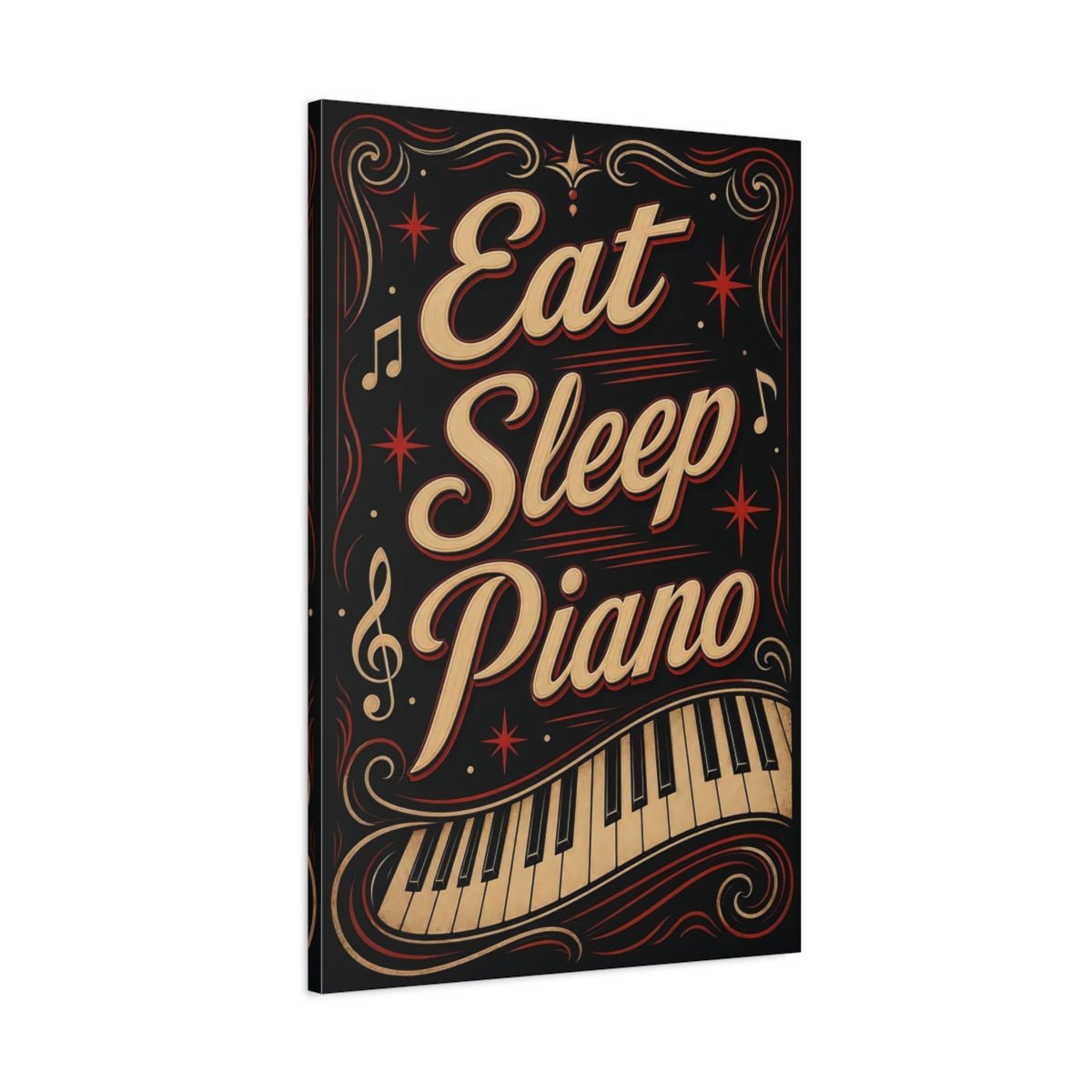 Funny Piano Black Gold Red Canvas Wall Art Print – Bedroom Decor, - YesArtYes