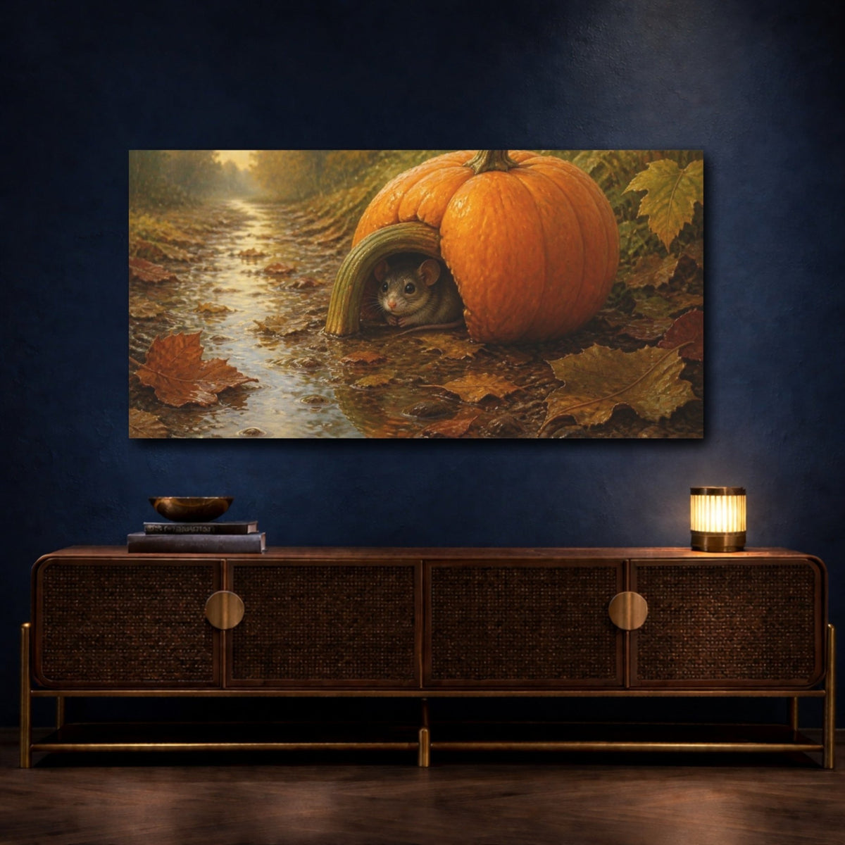 Funny Pumpkin Shelter Canvas Print – Living Room, Above Couch - YesArtYes