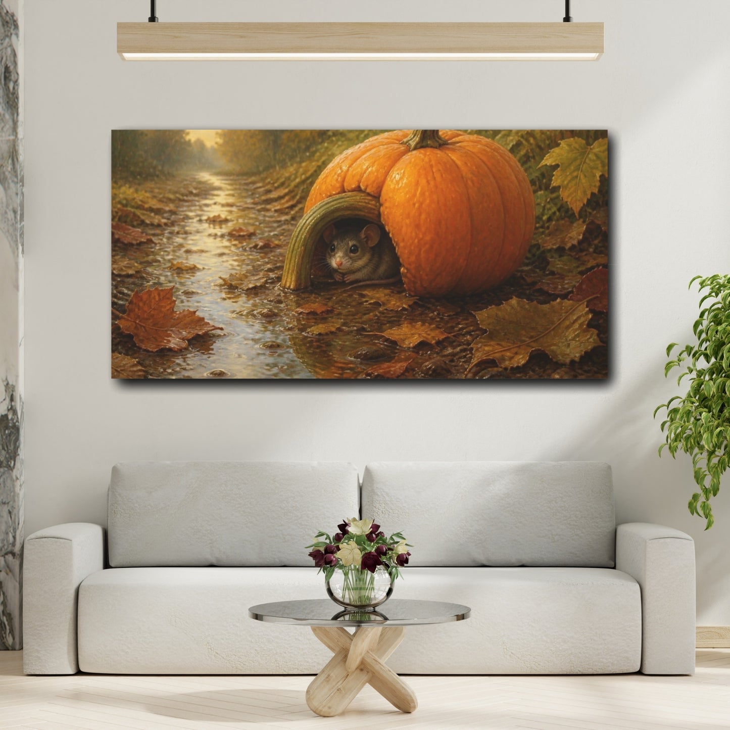 Mockup 2. Funny Pumpkin Shelter shown as canvas print