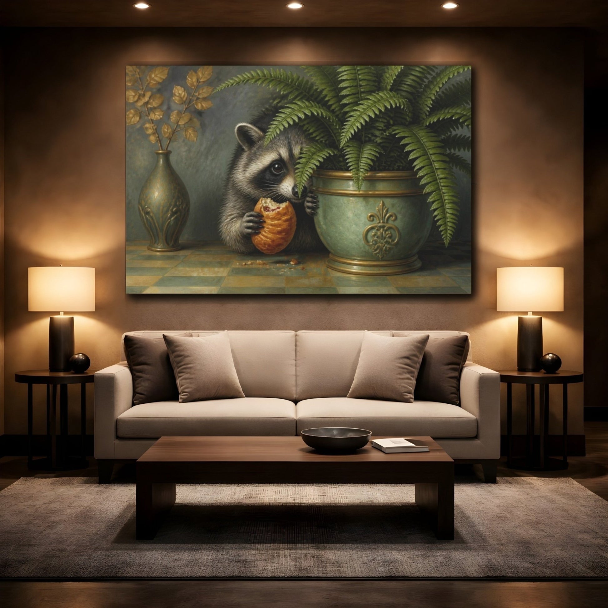 Funny Raccoon With Pastry Canvas Print – Kitchen, Wall - YesArtYes