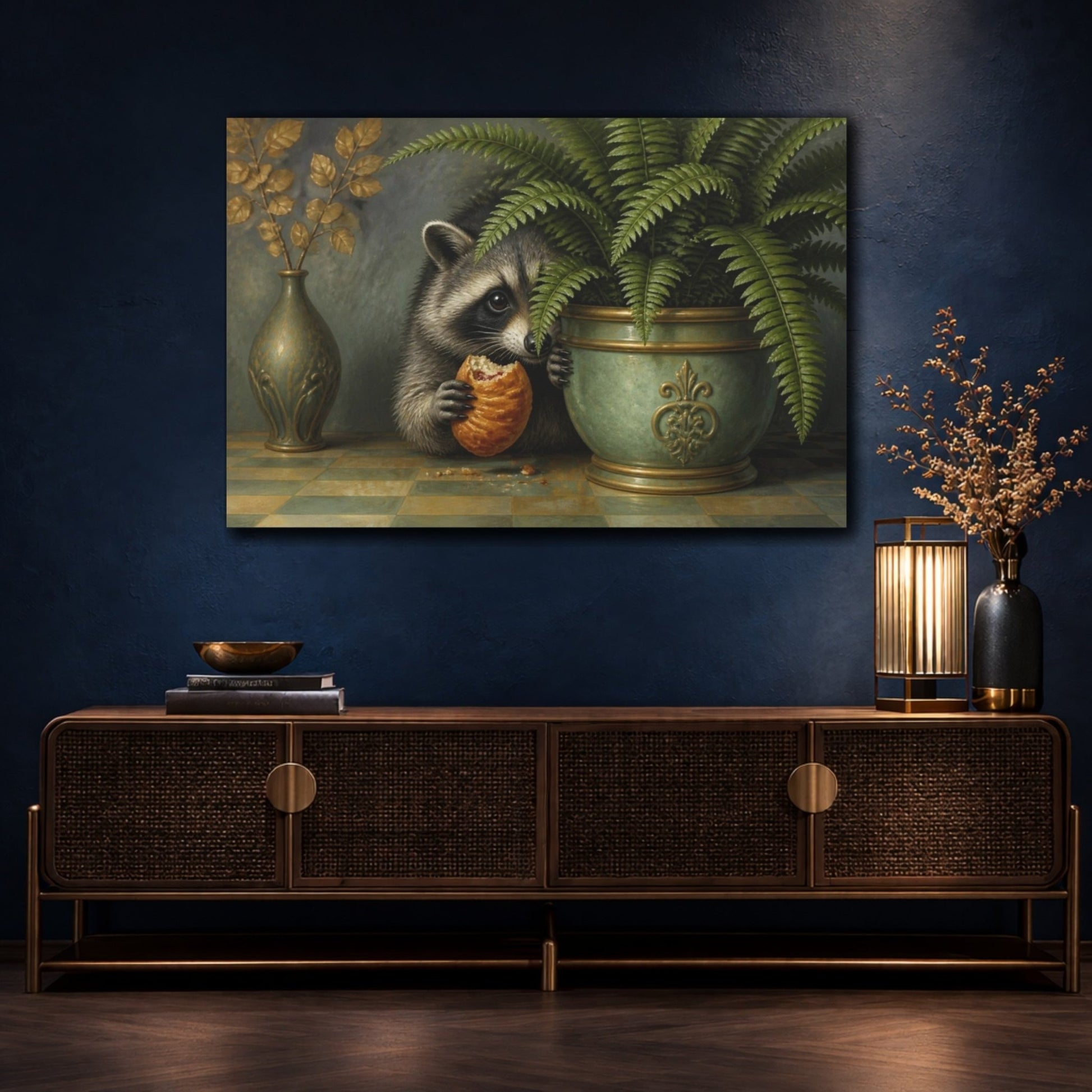 Funny Raccoon With Pastry Canvas Print – Kitchen, Wall - YesArtYes