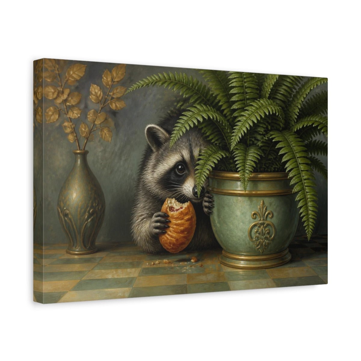 Funny Raccoon With Pastry Canvas Print – Kitchen, Wall - YesArtYes