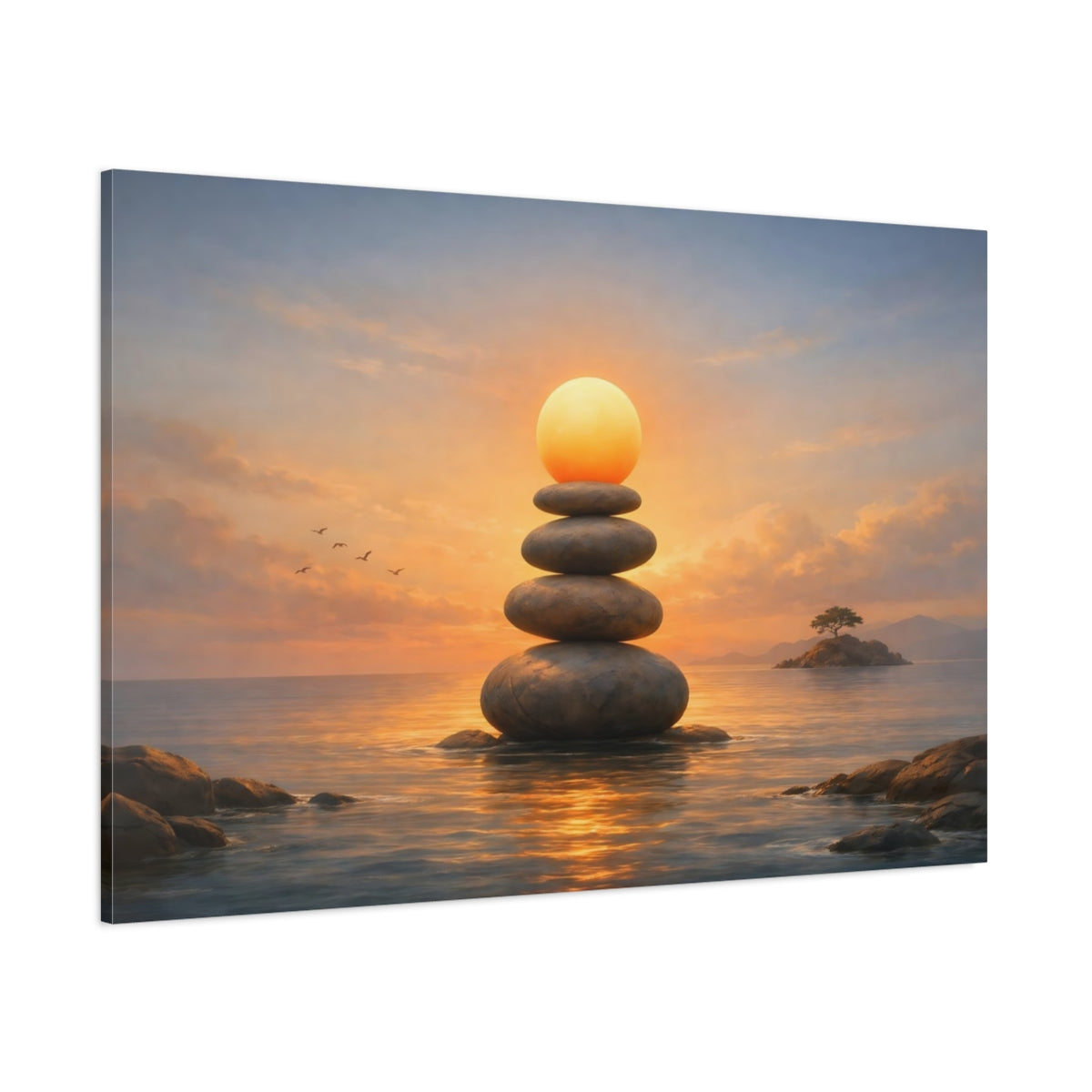 Funny Seascape Sunset shown as stretched canvas wall art