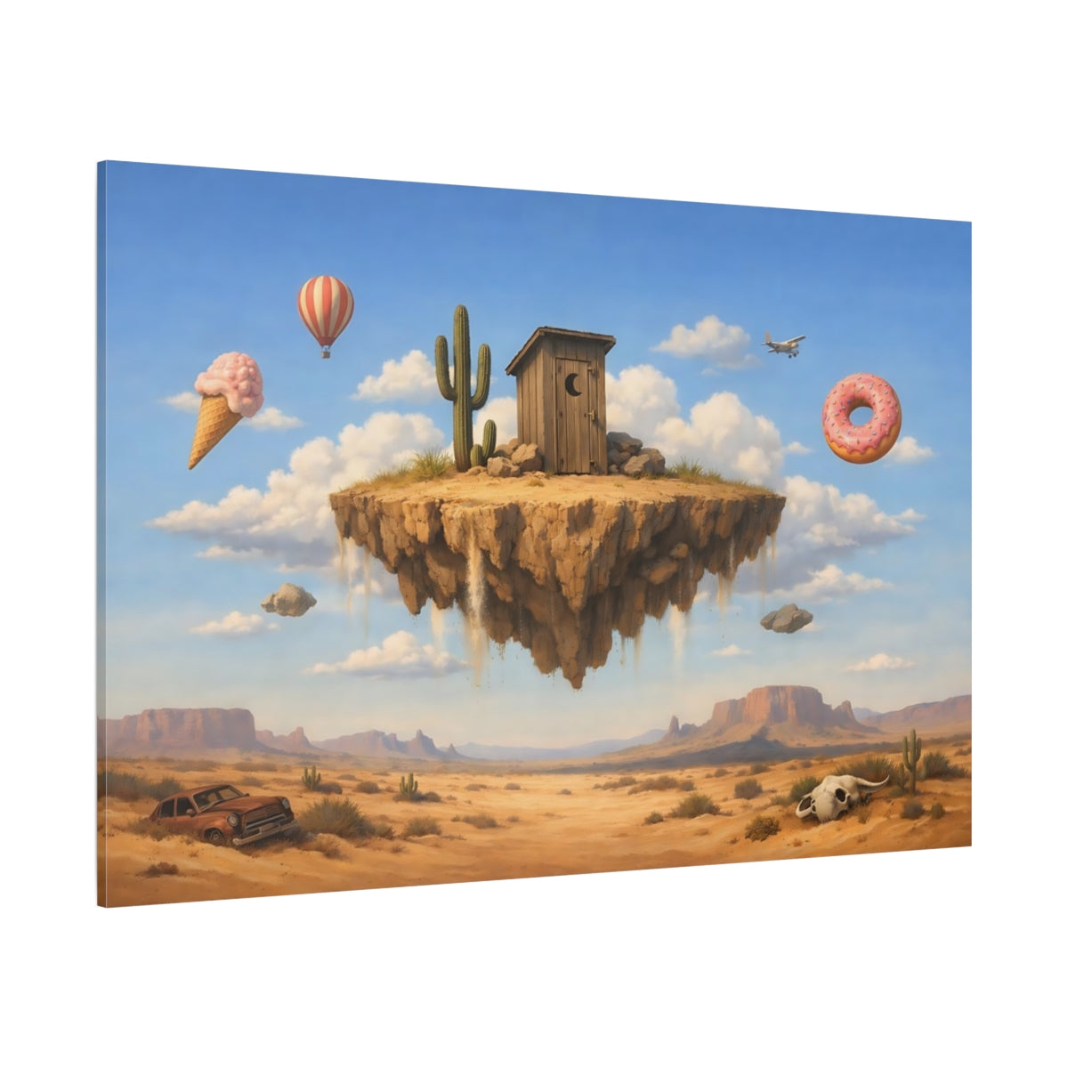 Funny Sky Desert shown as stretched canvas wall art