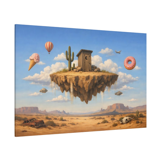 Funny Sky Desert shown as stretched canvas wall art