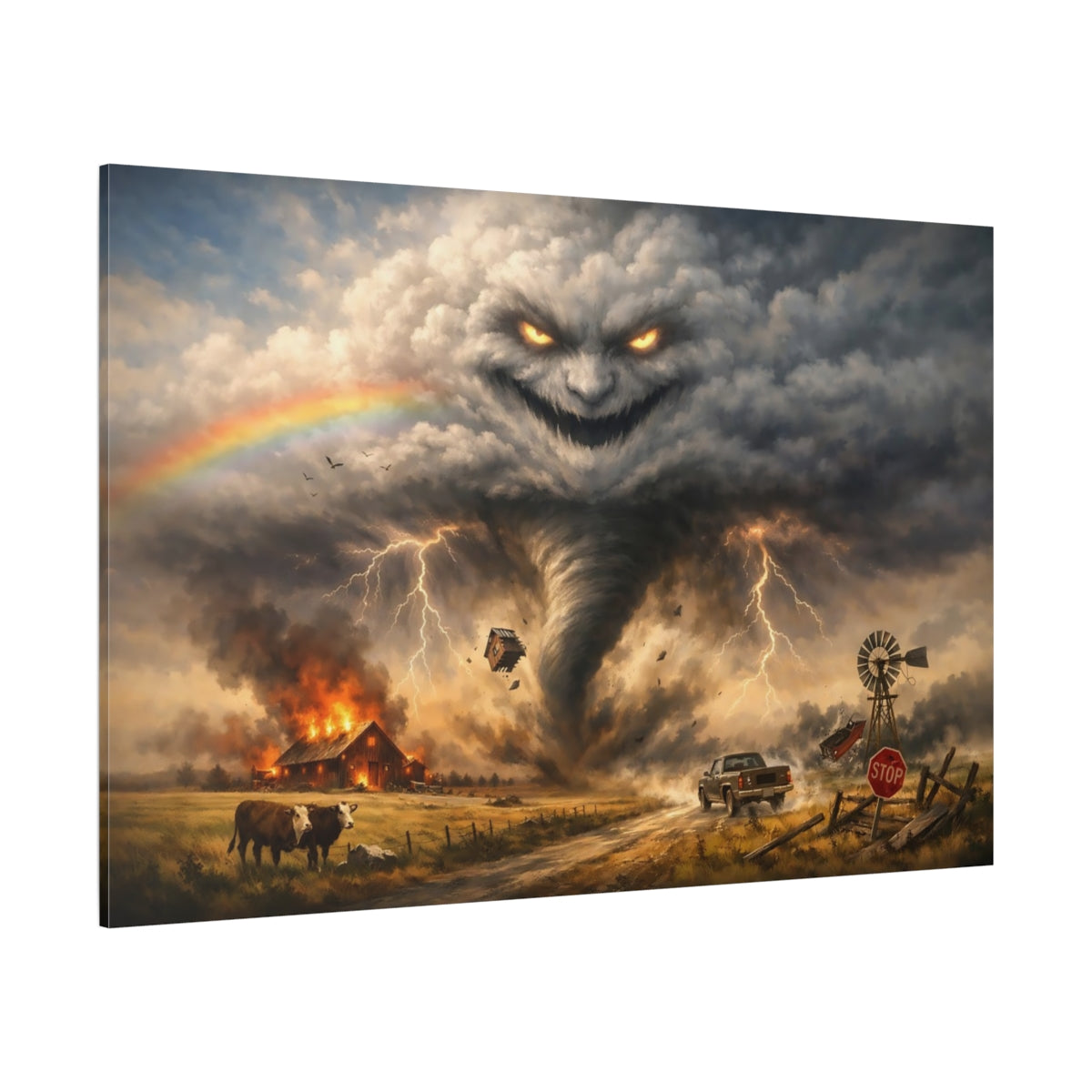 Funny Sky Storm shown as stretched canvas wall art