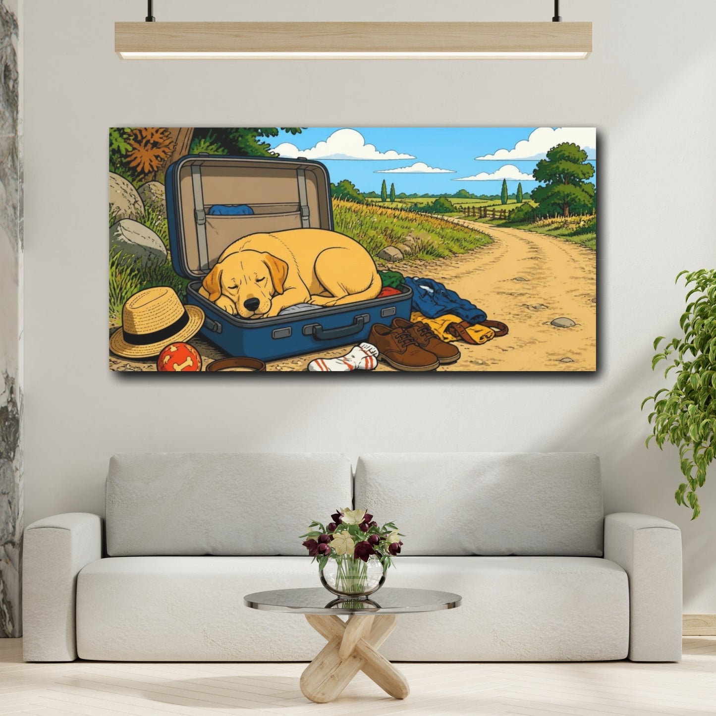 Mockup 2. Funny Sleeping Labrador shown as canvas print