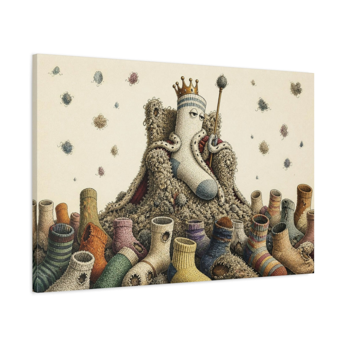 Main Mockup. Funny Sock King shown as canvas print