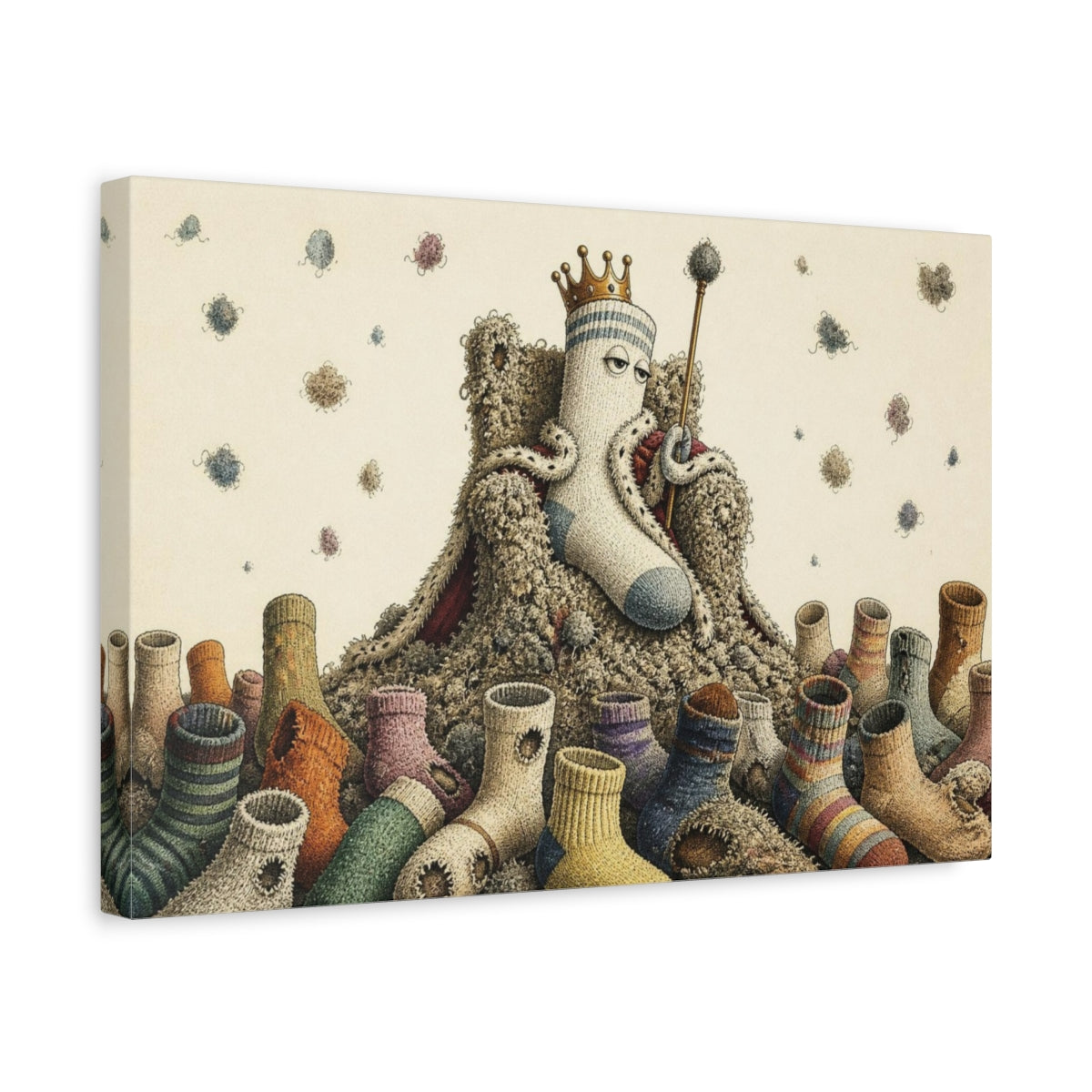 Side Mockup 4. Funny Sock King shown as canvas print