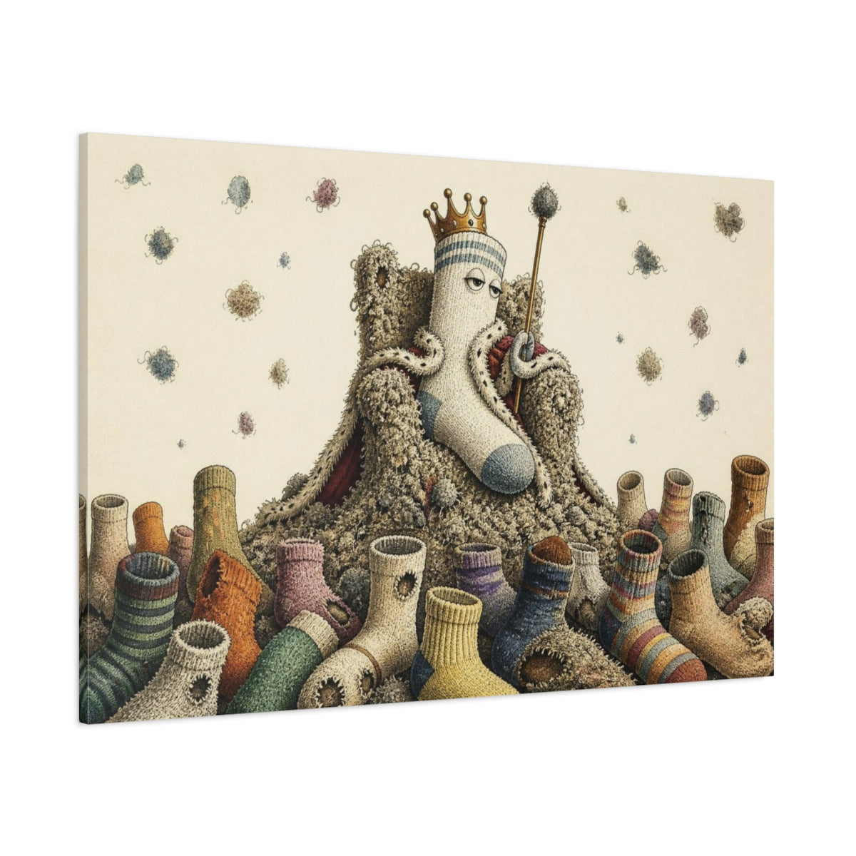 Side Mockup 1. Funny Sock King shown as canvas print