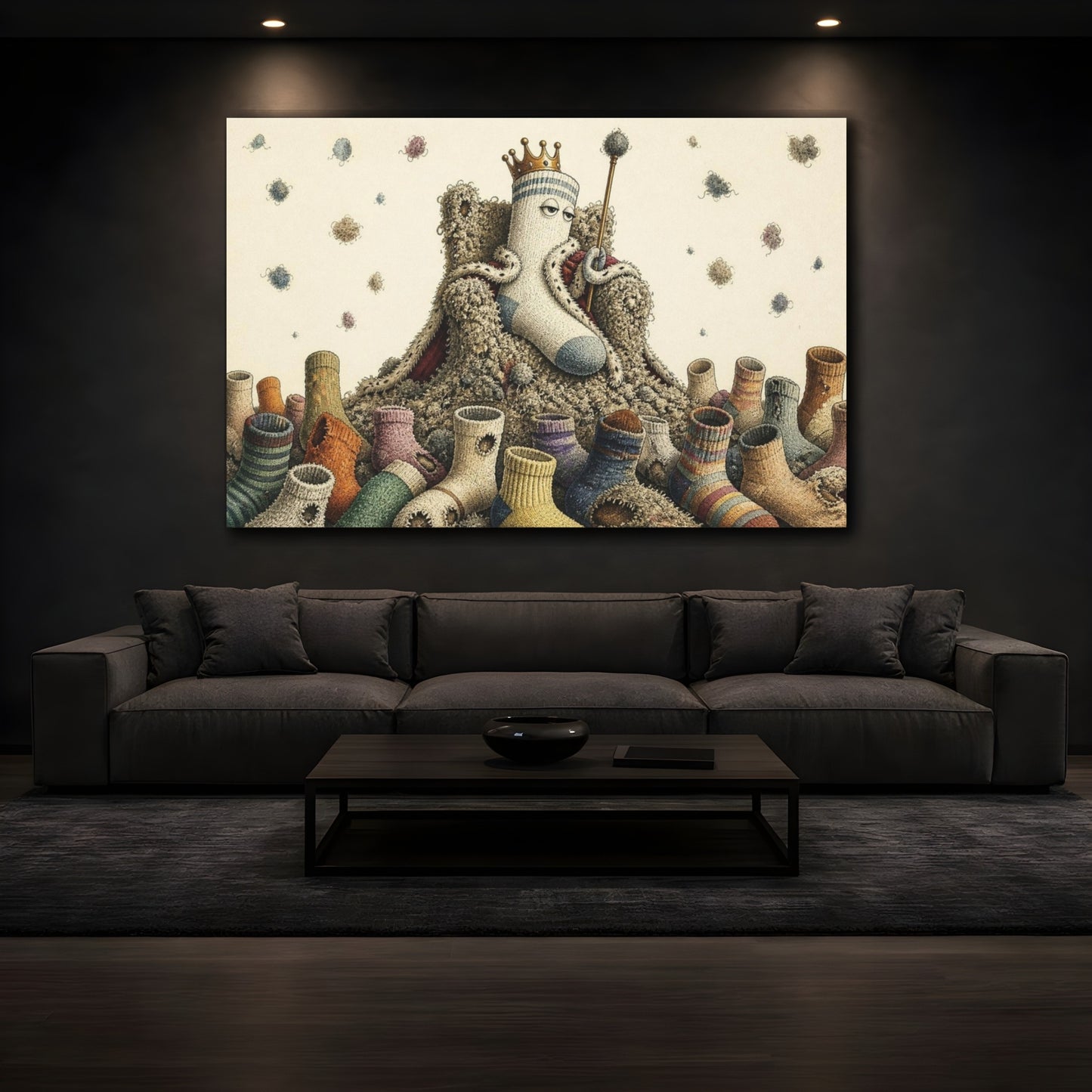 Mockup 3. Funny Sock King shown as canvas print