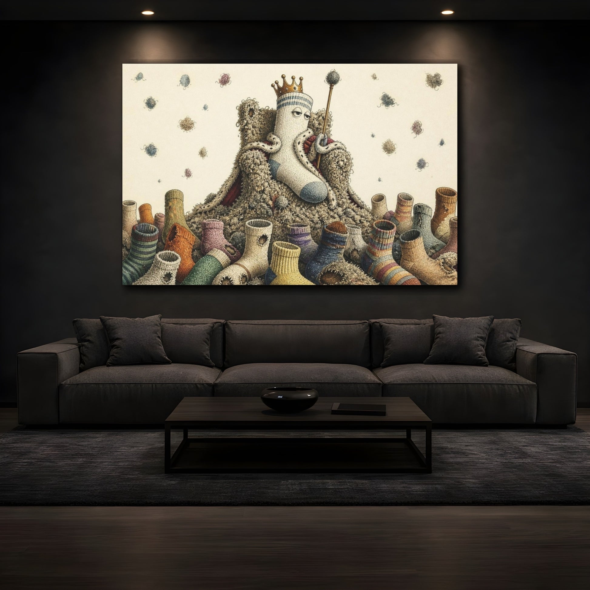 Mockup 3. Funny Sock King shown as canvas print
