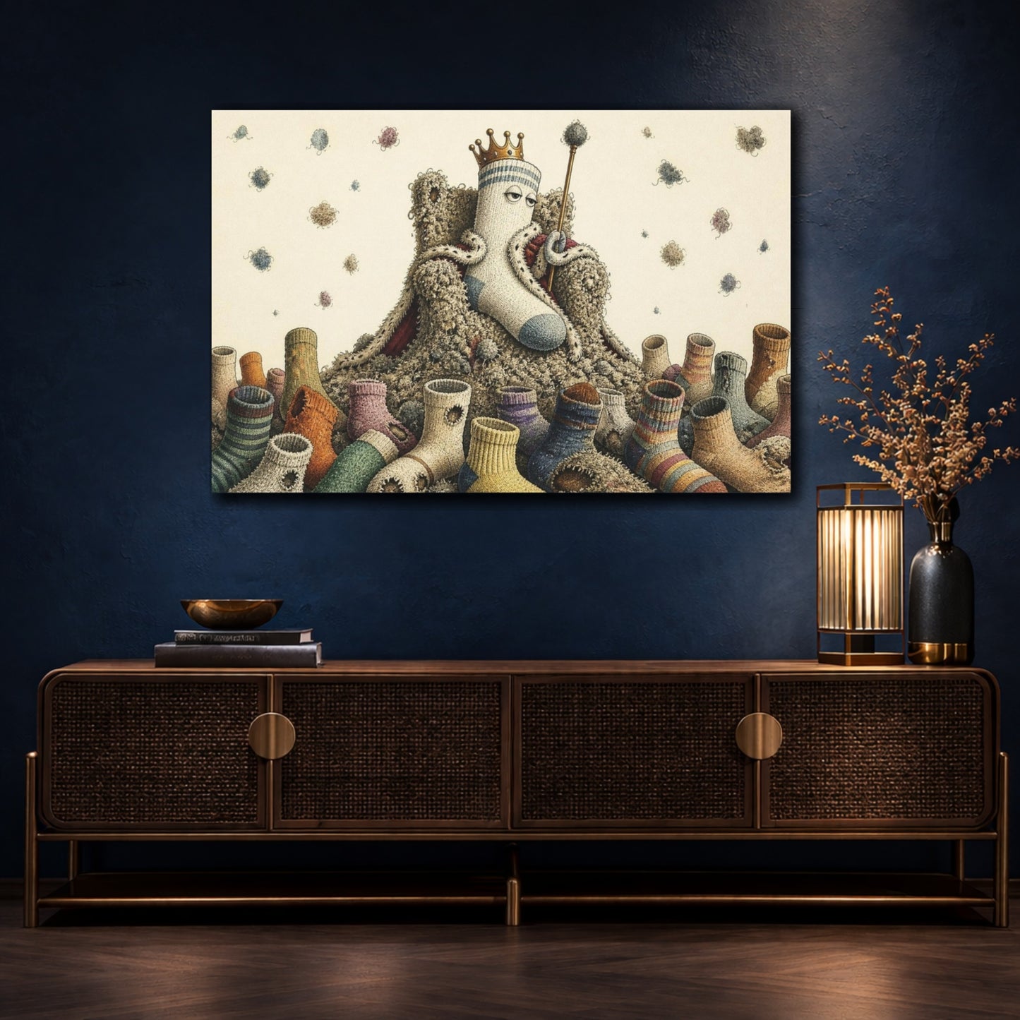 Mockup 4. Funny Sock King shown as canvas print