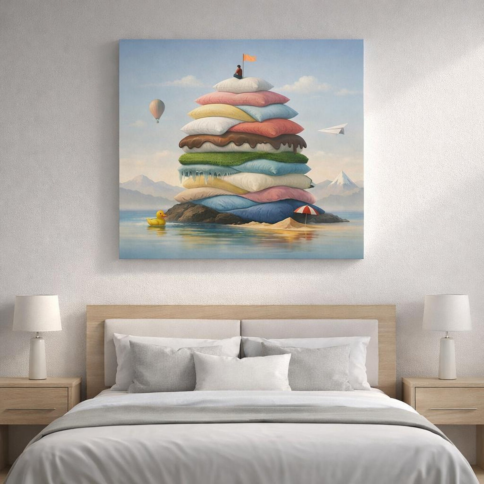 Funny Soft Layers shown as canvas wall art in a refined dining room