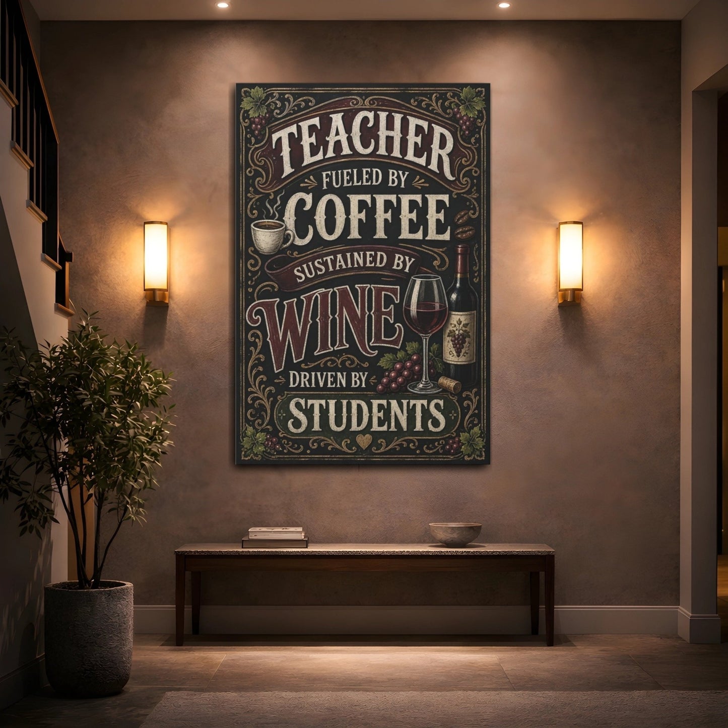 Funny Teacher Quote Vintage Canvas Print – Kitchen, Above Counter - YesArtYes