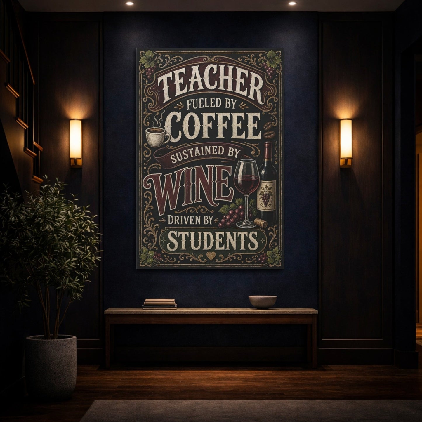 Funny Teacher Quote Vintage Canvas Print – Kitchen, Above Counter - YesArtYes