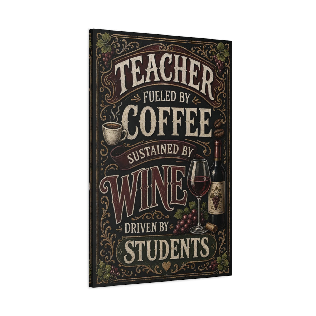 Main Mockup. Funny Teacher Quote Vintage Teacher shown as stretched canvas wall art