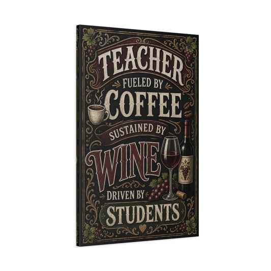 Main Mockup. Funny Teacher Quote Vintage Teacher shown as stretched canvas wall art