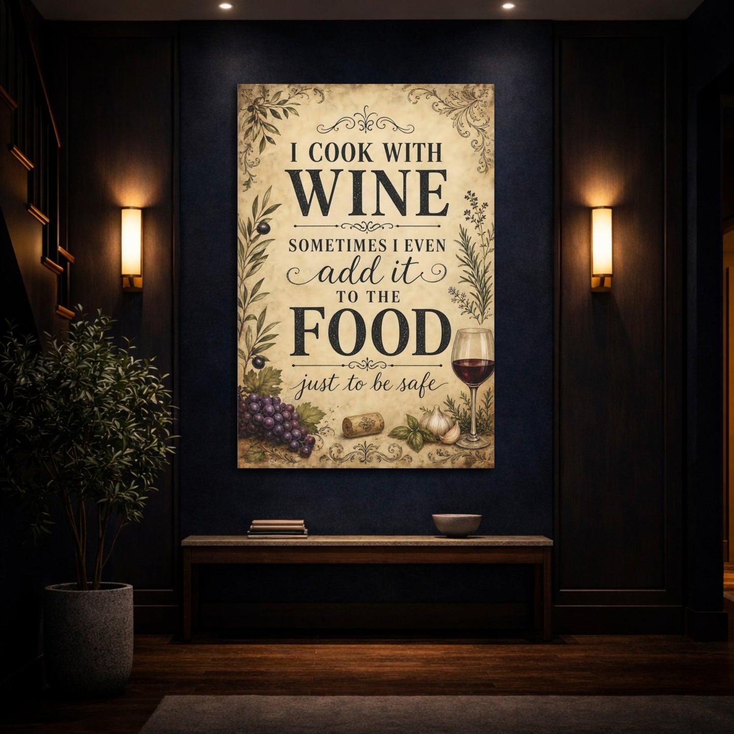 Funny Wine Vintage Quote Canvas Print – Kitchen, Feature Wall - YesArtYes