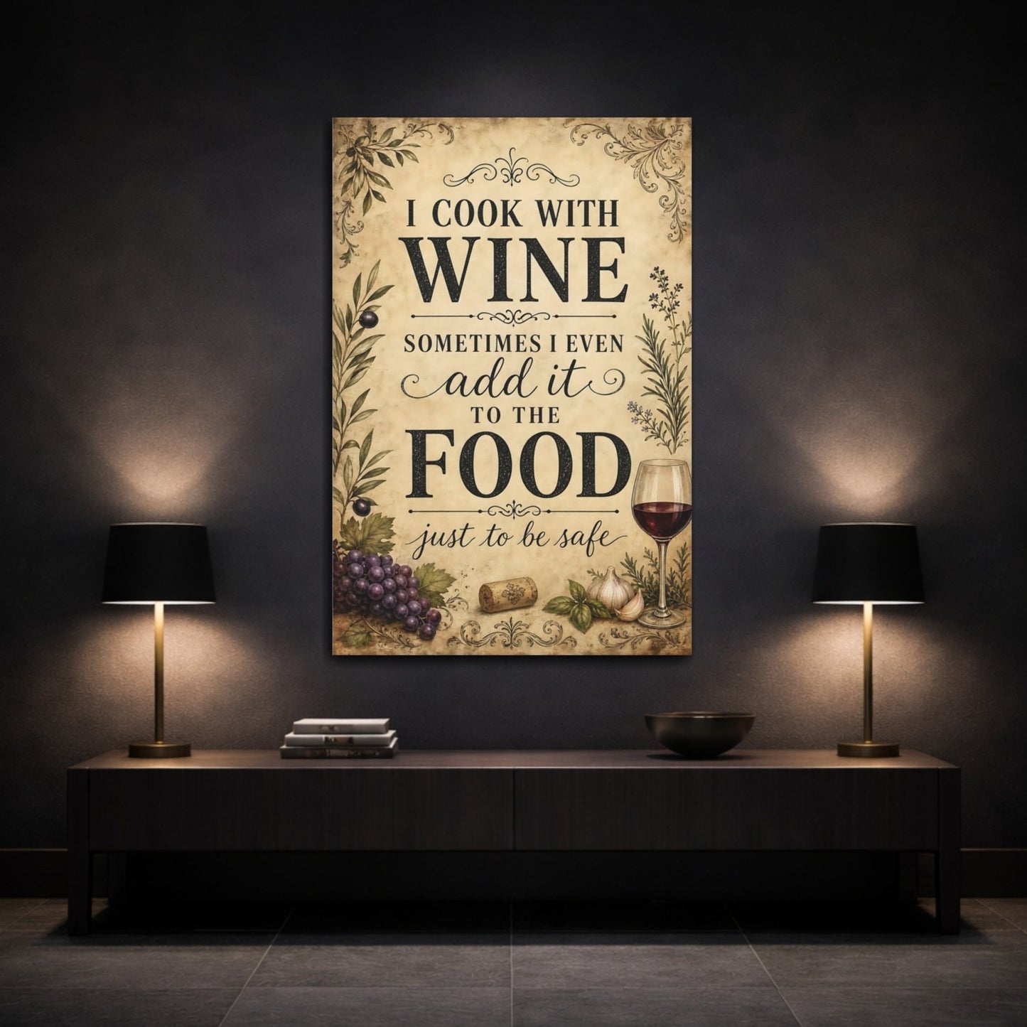 Funny Wine Vintage Quote Canvas Print – Kitchen, Feature Wall - YesArtYes