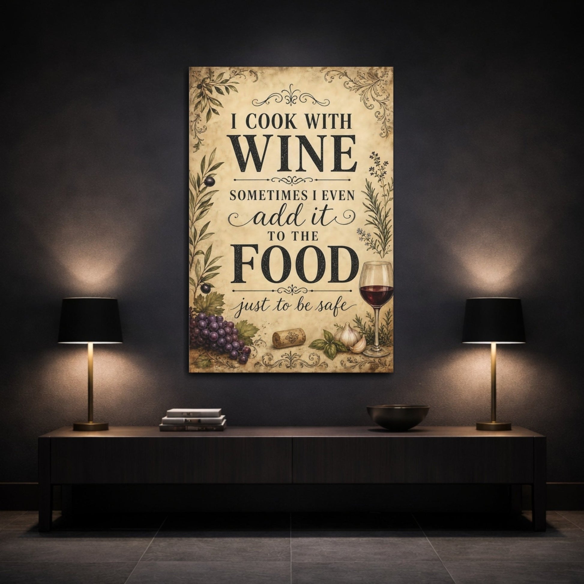 Funny Wine Vintage Quote Canvas Print – Kitchen, Feature Wall - YesArtYes