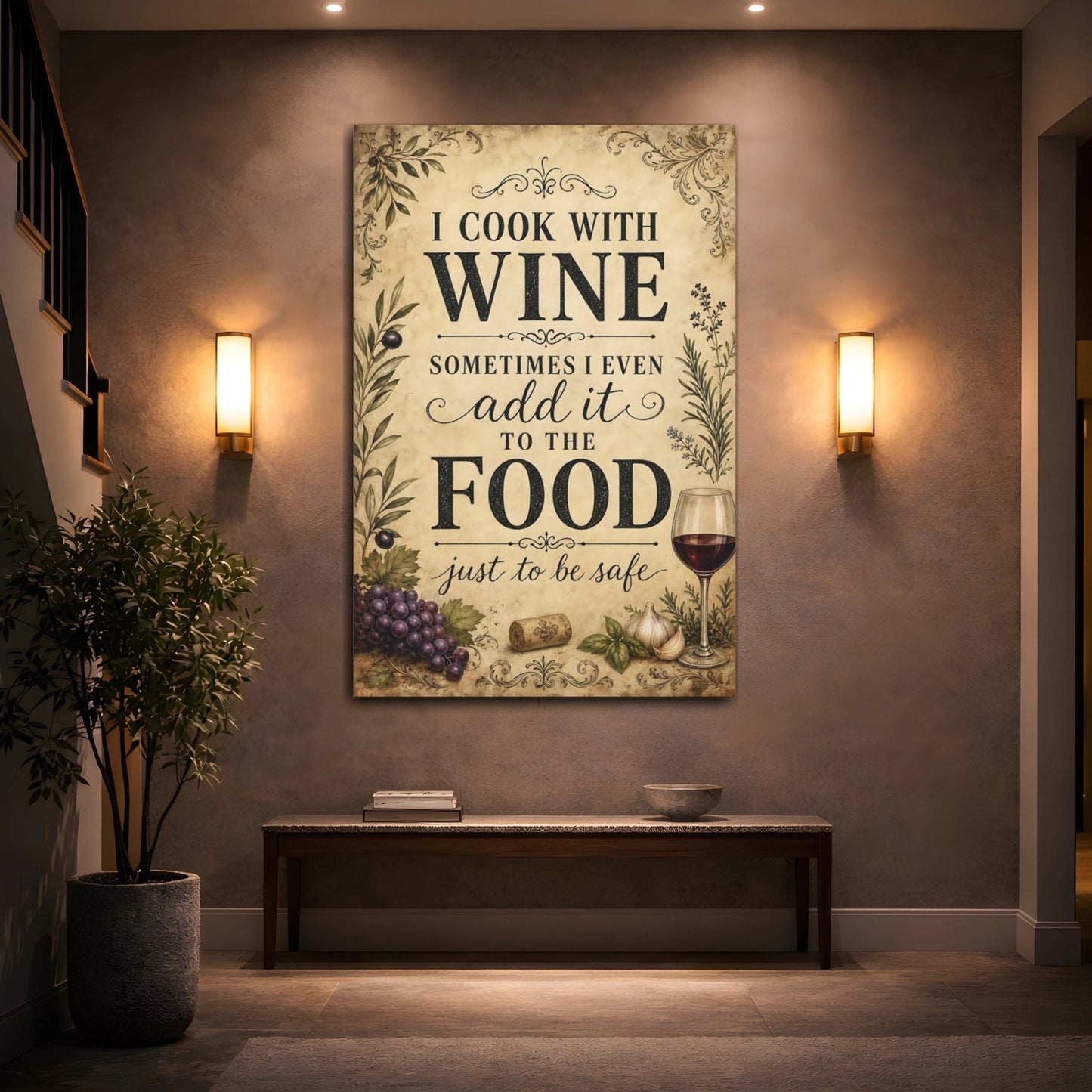 Funny Wine Vintage Quote Canvas Print – Kitchen, Feature Wall - YesArtYes