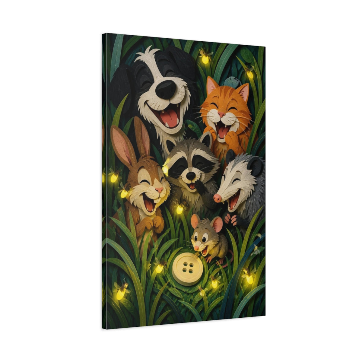 Main Mockup. Funny Woodland Friends shown as canvas print