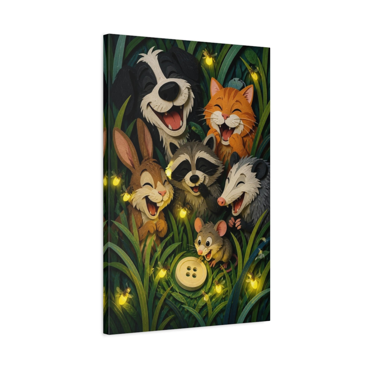 Side Mockup 2. Funny Woodland Friends shown as canvas print