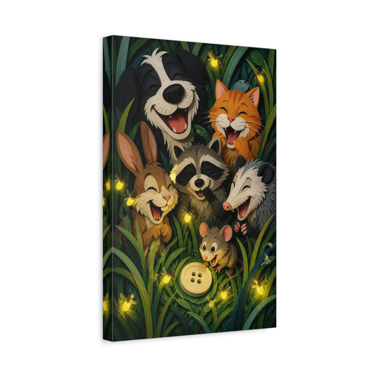 Side Mockup 4. Funny Woodland Friends shown as canvas print