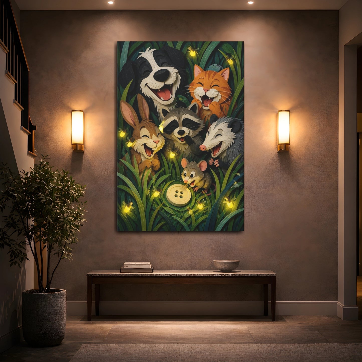 Mockup 2. Funny Woodland Friends shown as canvas print