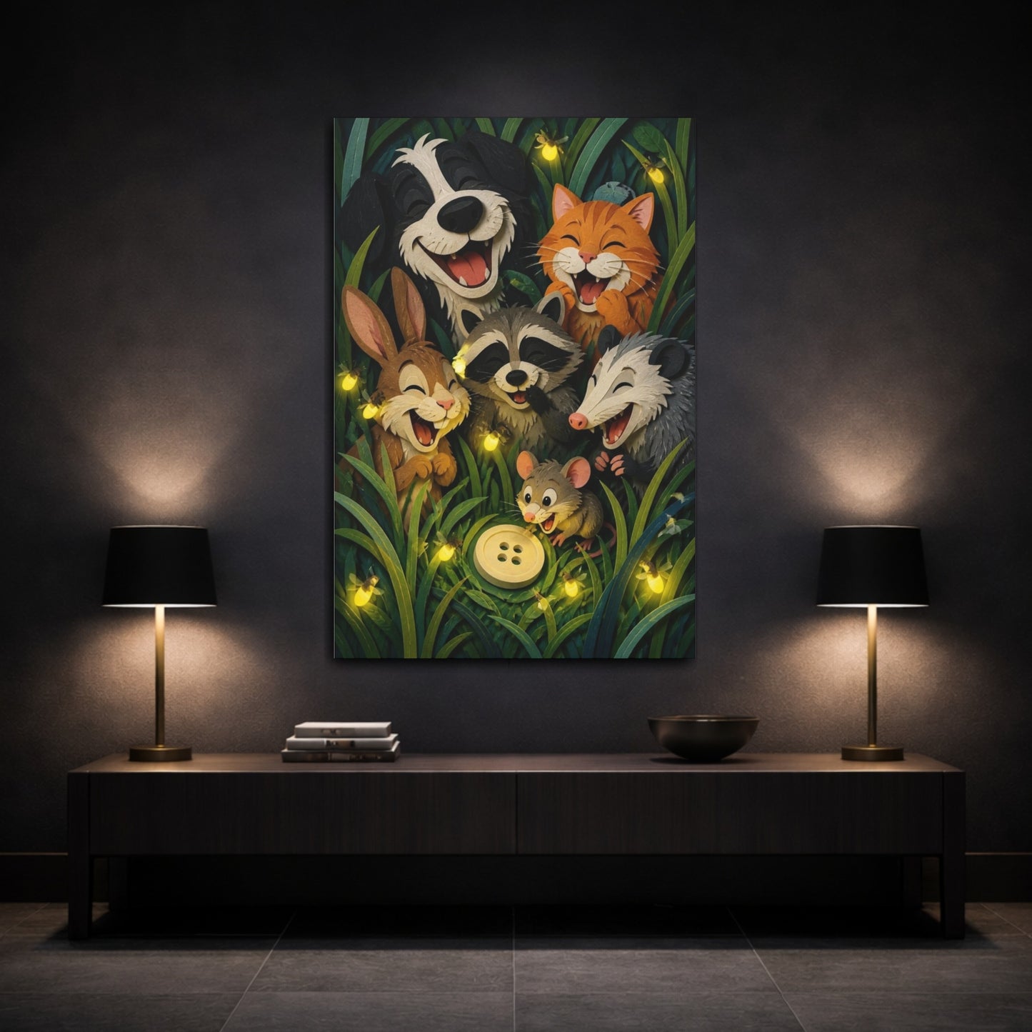 Mockup 3. Funny Woodland Friends shown as canvas print