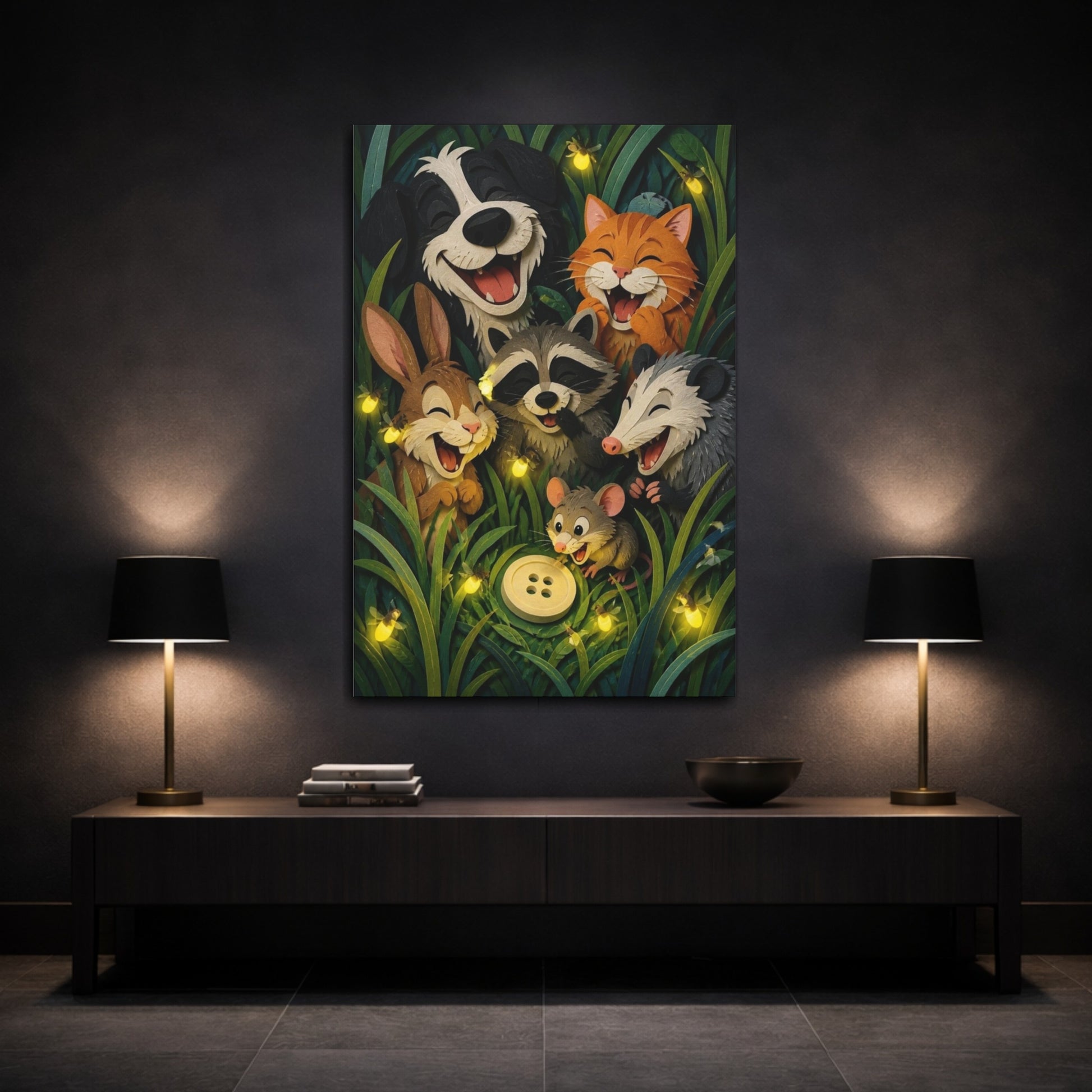 Mockup 3. Funny Woodland Friends shown as canvas print
