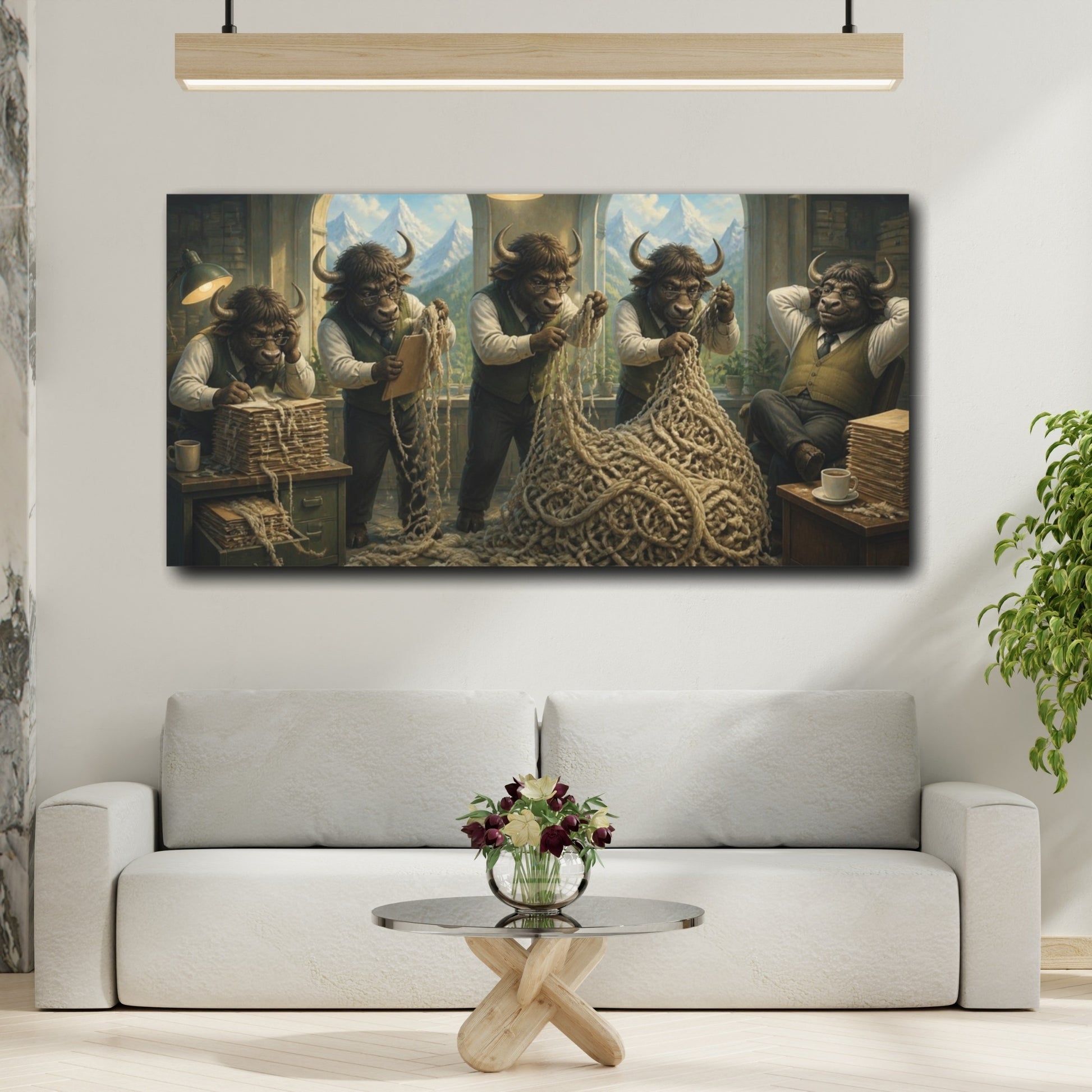 Mockup 2. Funny Yak HR Officers shown as canvas print