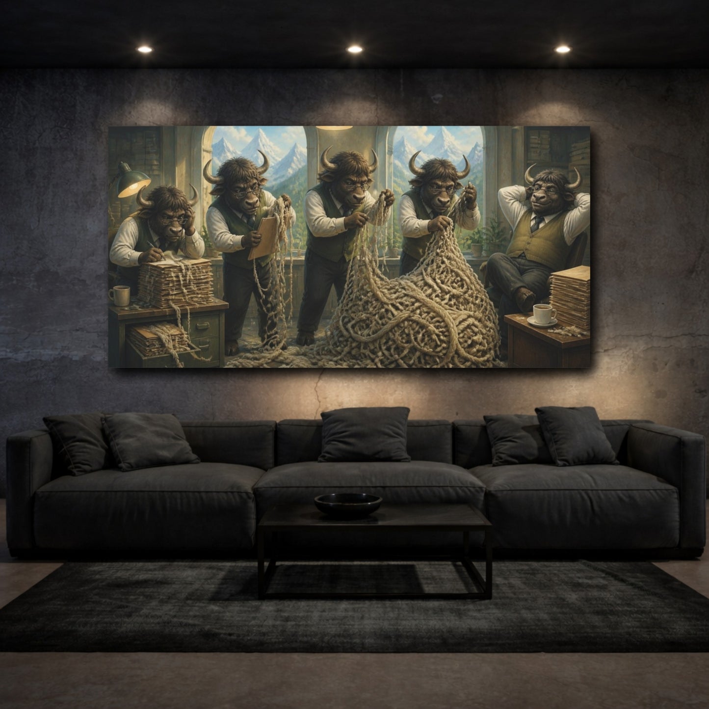 Mockup 3. Funny Yak HR Officers shown as canvas print