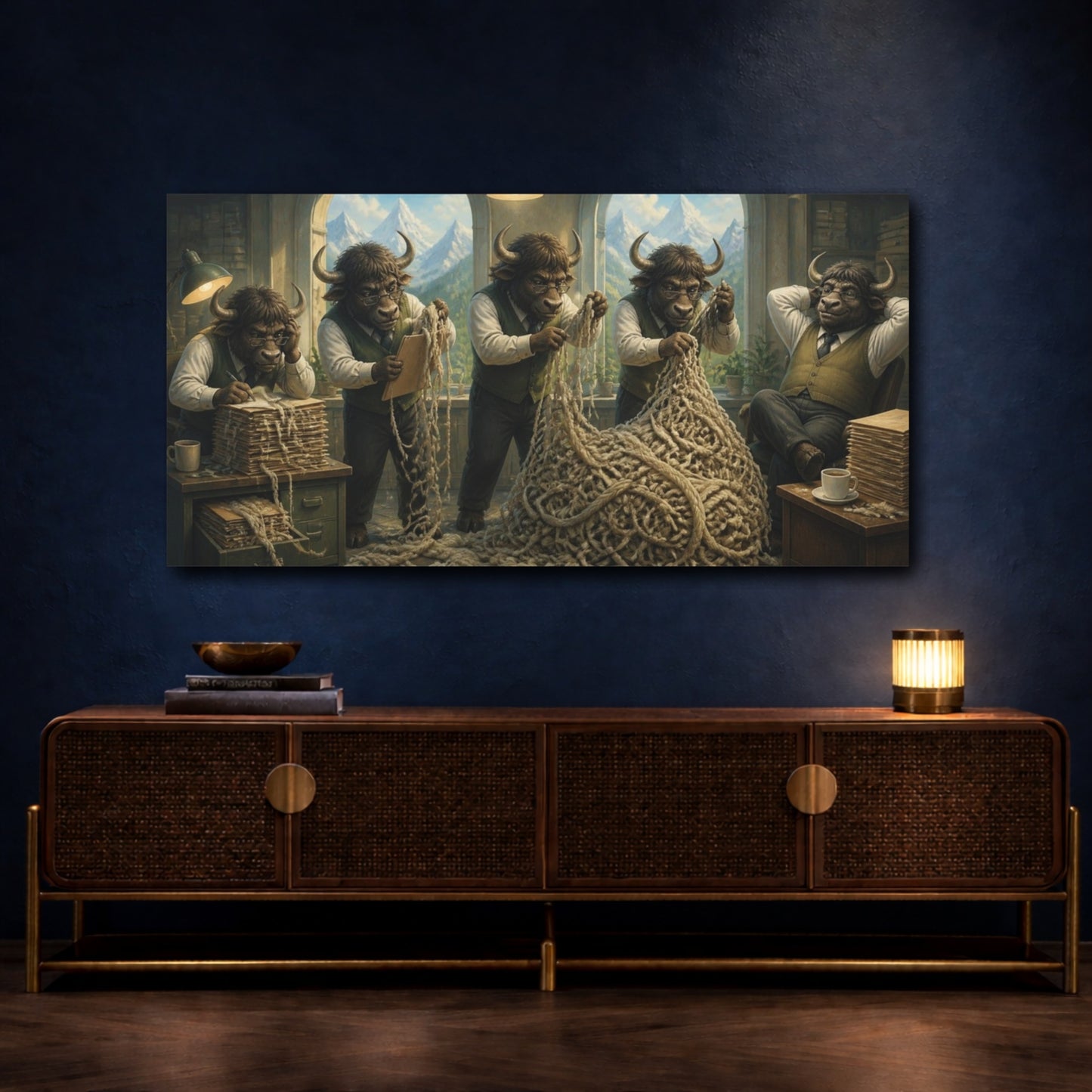 Mockup 4. Funny Yak HR Officers shown as canvas print