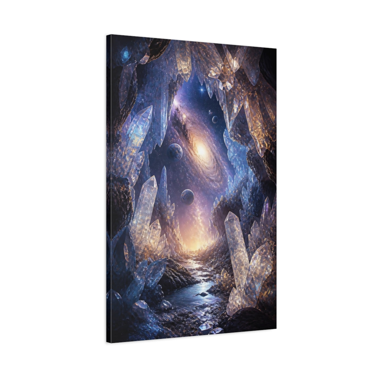 Main Mockup. Galactic Crystal Cavern shown as canvas print