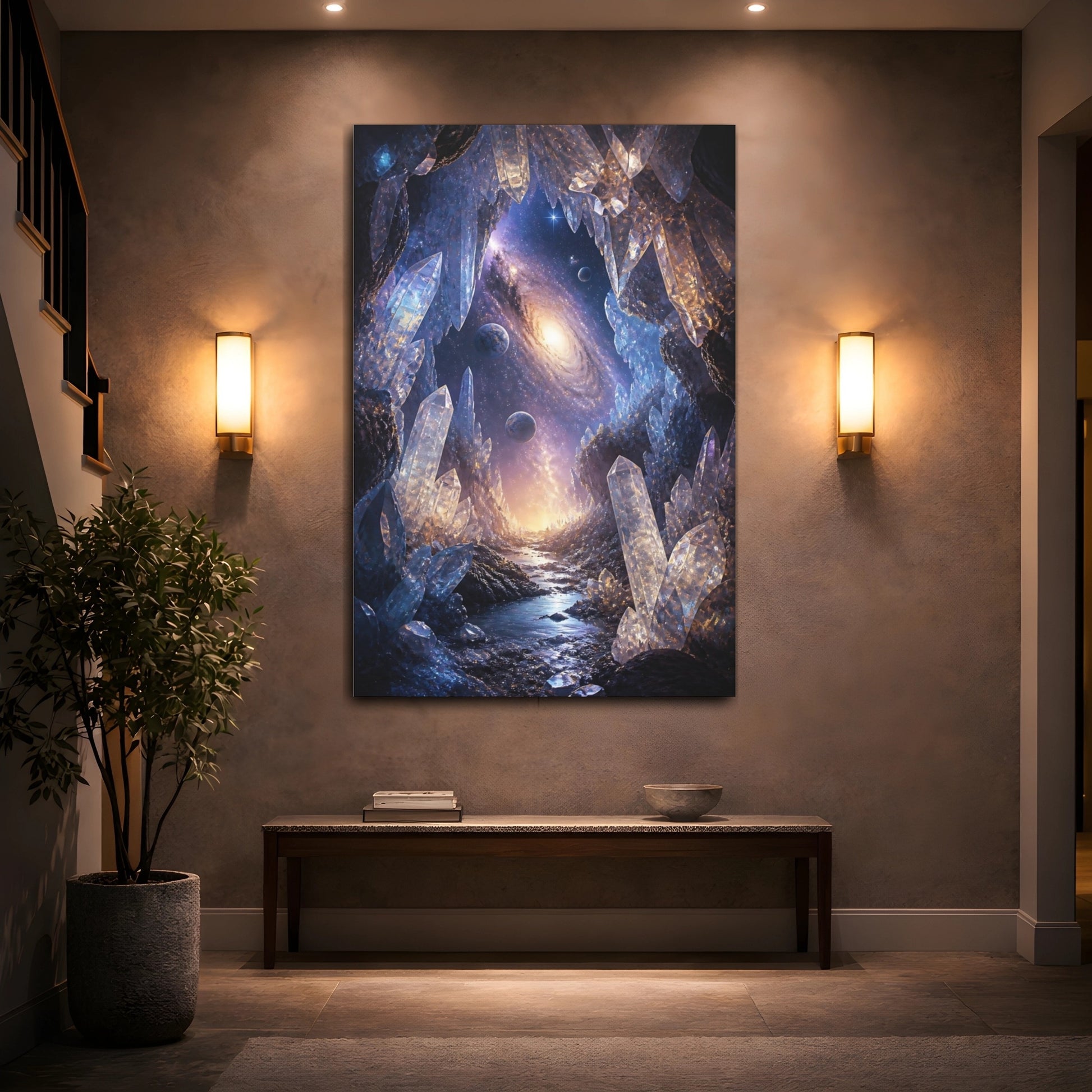 Mockup 2. Galactic Crystal Cavern shown as canvas print