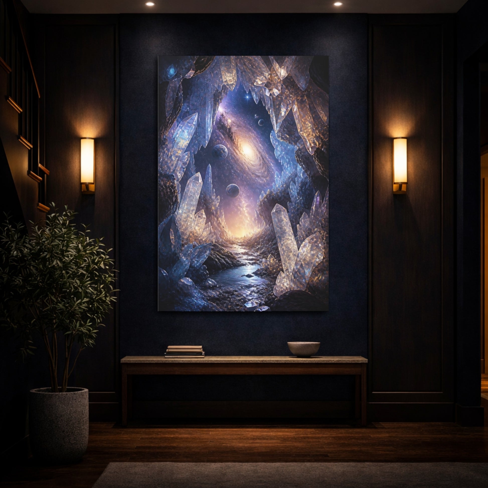Mockup 4. Galactic Crystal Cavern shown as canvas print