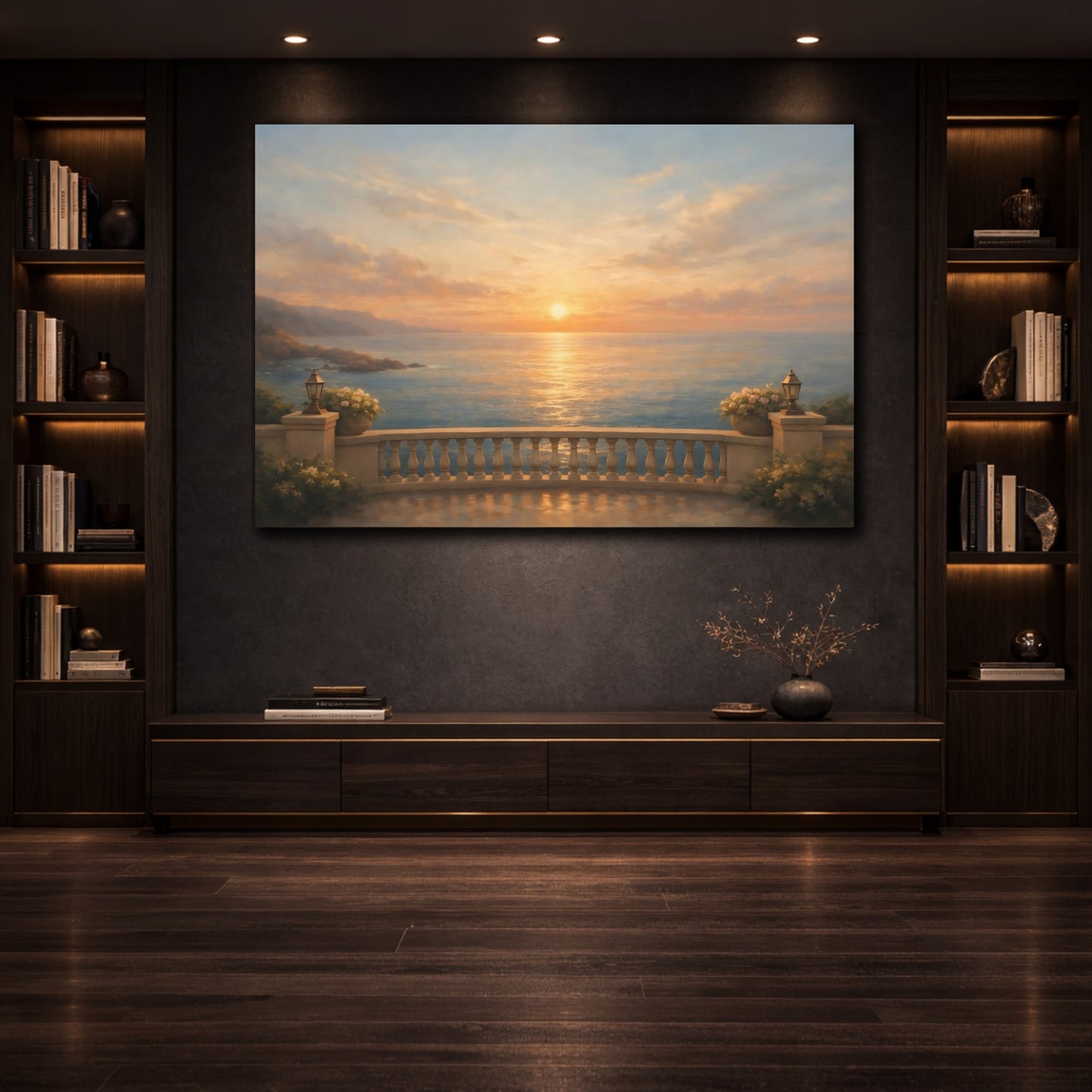 Mockup 3. Gallery Style Balcony Ocean Horizon View shown as stretched canvas wall art