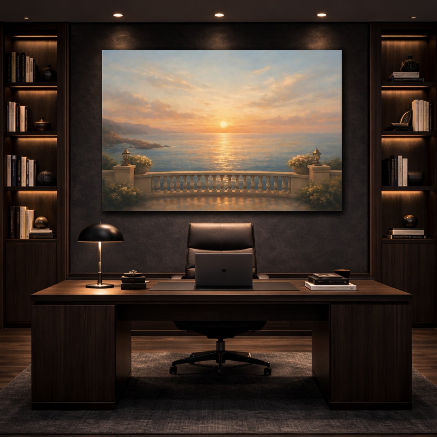 Mockup 4. Gallery Style Balcony Ocean Horizon View shown as stretched canvas wall art
