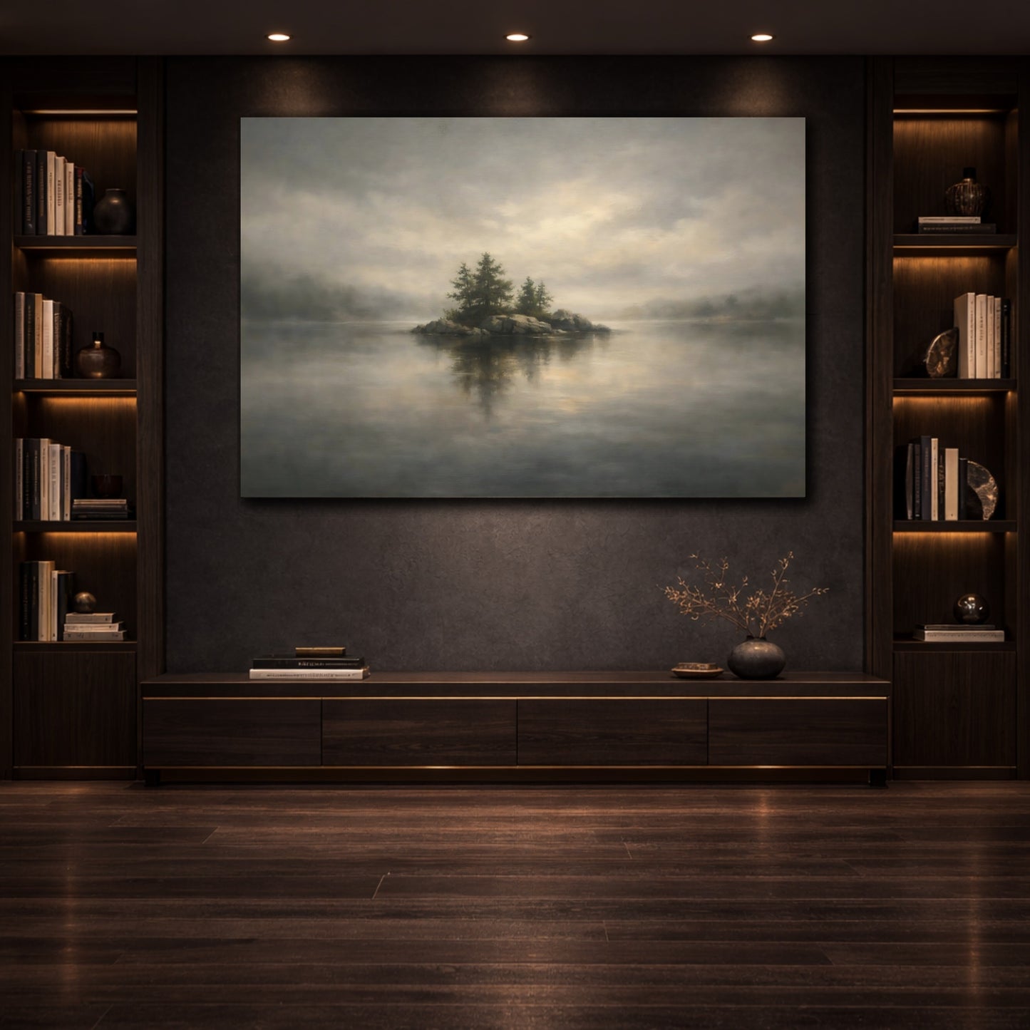 Mockup 3. Gallery Style Muted Black Minimal Tone shown as stretched canvas wall art