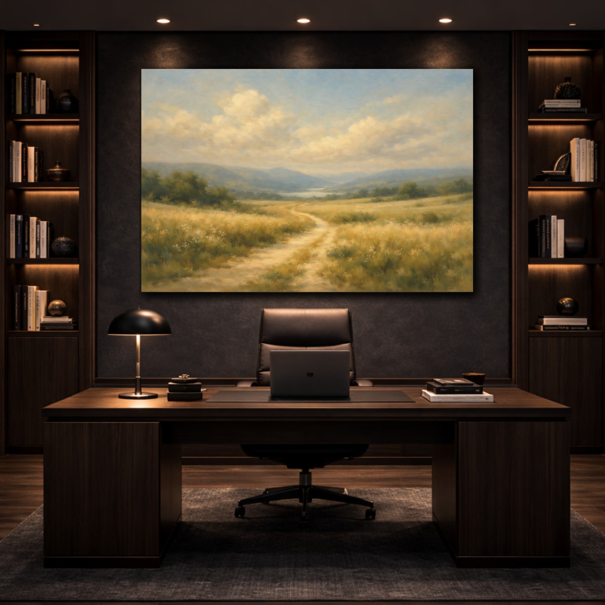 Mockup 4. Gallery Style Path Through Field Wide Scene shown as stretched canvas wall art