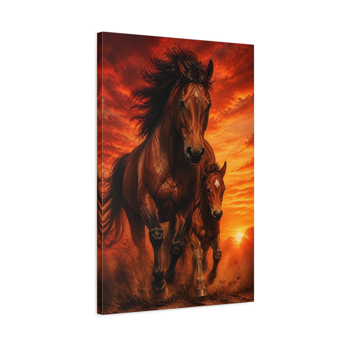 Side Mockup 2. Galloping Horse Animals shown as canvas print