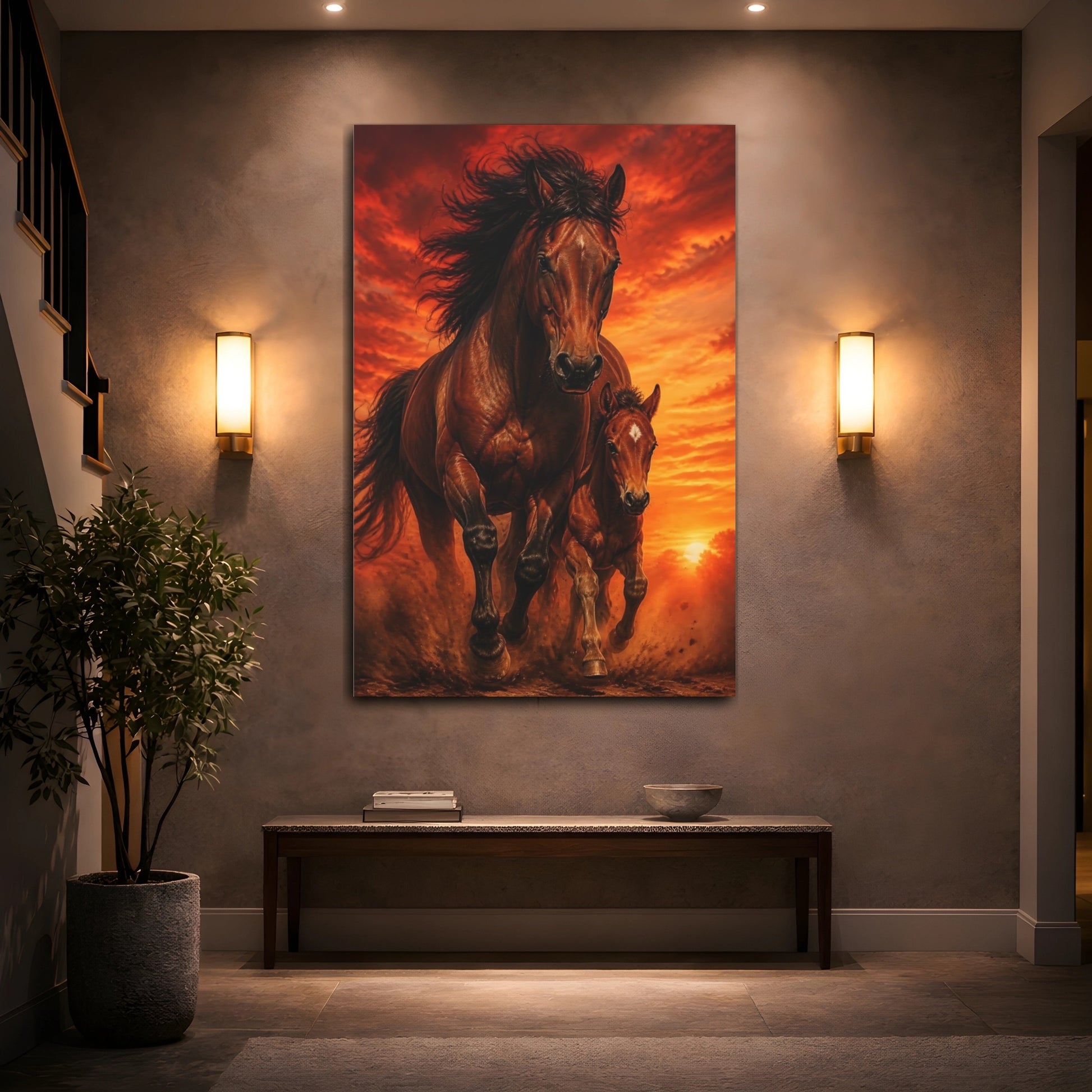 Mockup 2. Galloping Horse Animals shown as canvas print